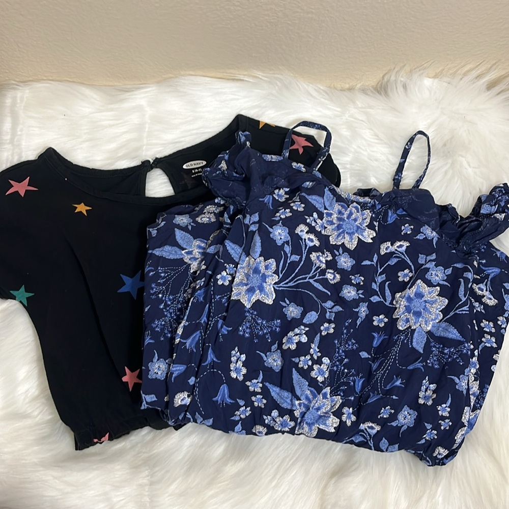 Set of 2 Old Navy Floral Stars Girl Rompers